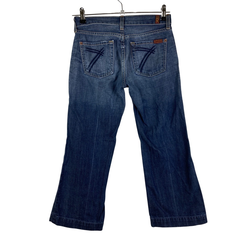 7 For All Mankind Dojo Cropped Capri Jeans Womens 26 Wide Leg Y2K Retro Boho